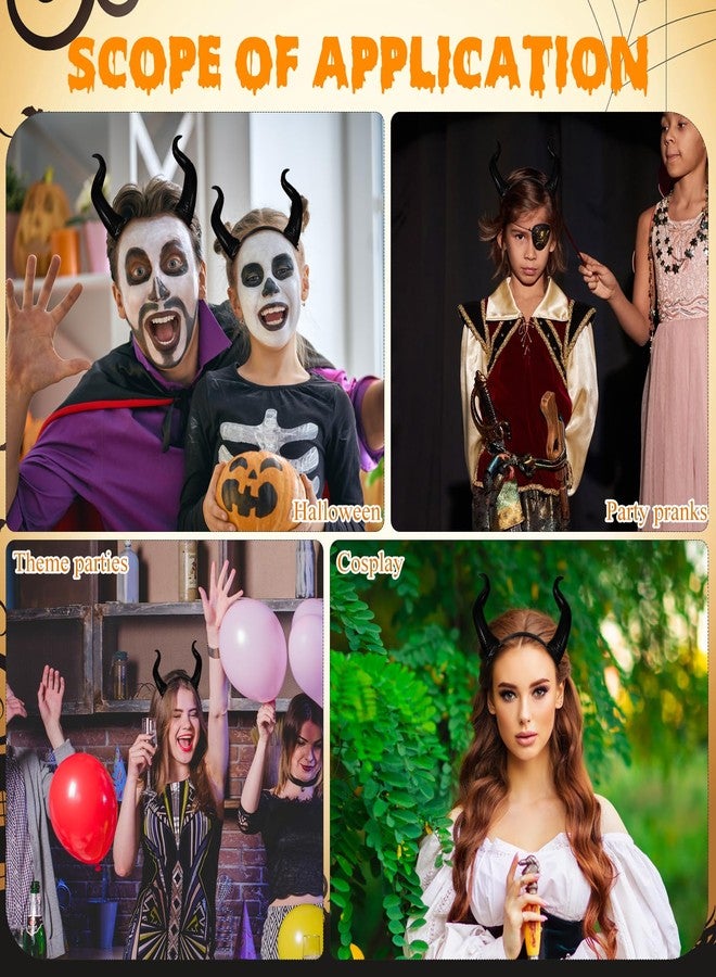 SUFUNNY Devil Horns Headband Cosplay Horn Hair Hoop Gothic Halloween Dress Up Hair Accessories Halloween Party Carnival Costume - Image 5